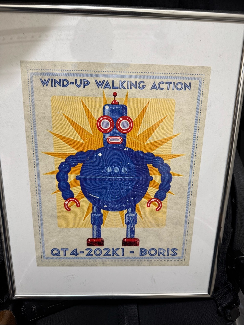 Retro Robot Art Print - Blue and Yellow "Boris" 
3pc set